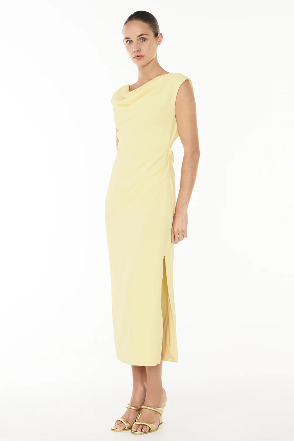 Magic Hour Drape Dress - Pastel Yellow