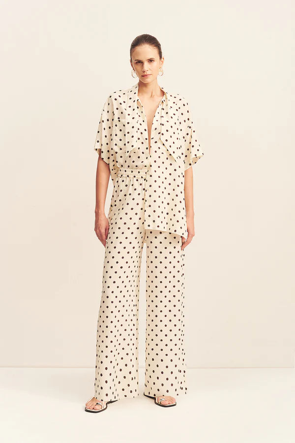 HOUSTON DRAWSTRING PANT - BLANC POLKA