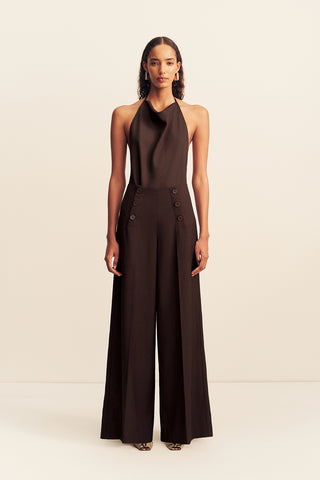 asher button wide leg pant - ristretto