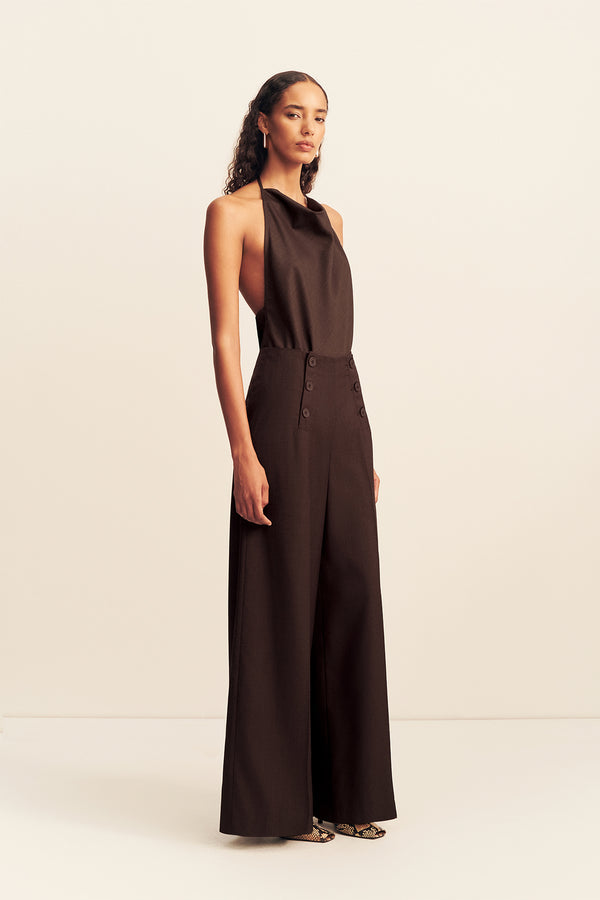 asher button wide leg pant - ristretto
