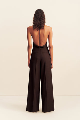 asher button wide leg pant - ristretto