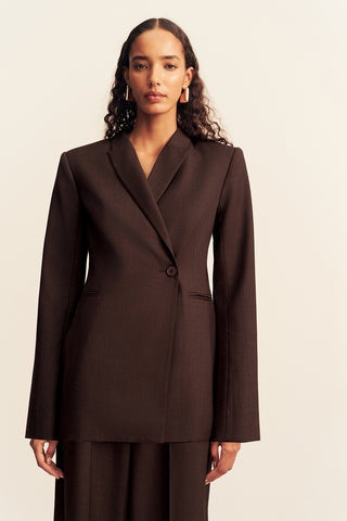ASHER DOUBLE BREASTED BLAZER - RISTRETTO