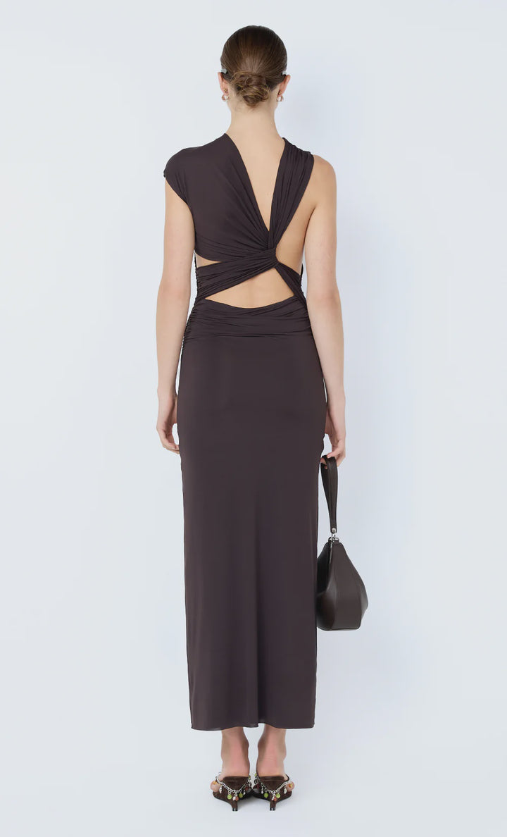 Solenne Twist Maxi Dress - Dark Chocolate