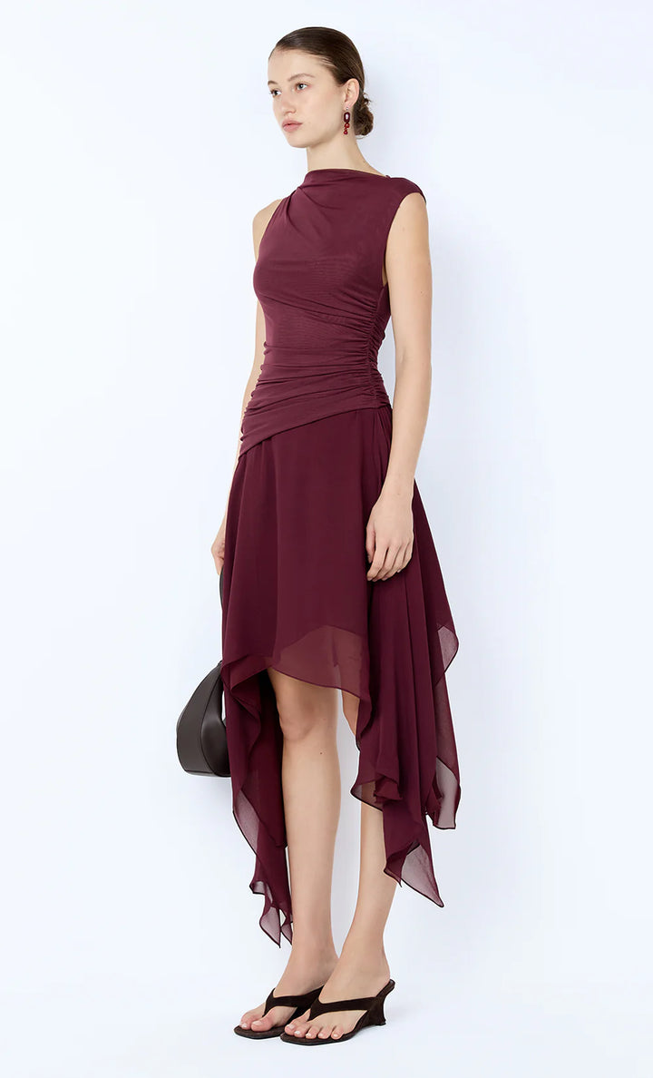 Nico Asym Midi Dress - Blackberry