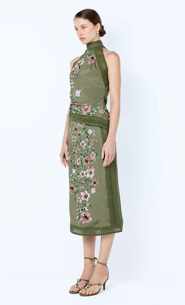Camelia Racer Top - Olive Gardenia Floral