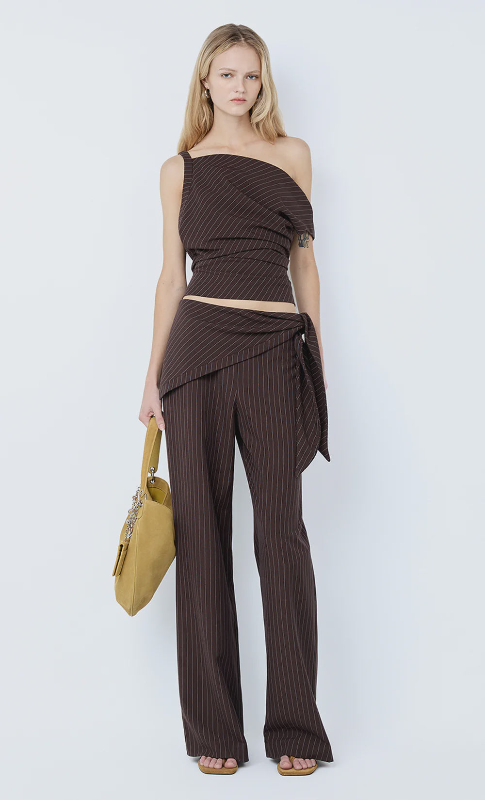 Andre Asym Top - Choc Pinstripe
