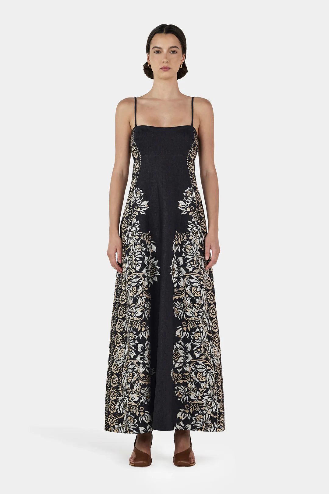 Alida Linen Maxi Dress - Midnight Bells Beach