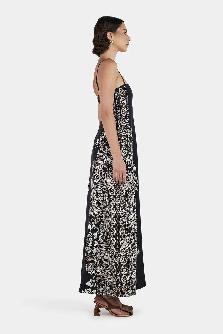 Alida Linen Maxi Dress - Midnight Bells Beach