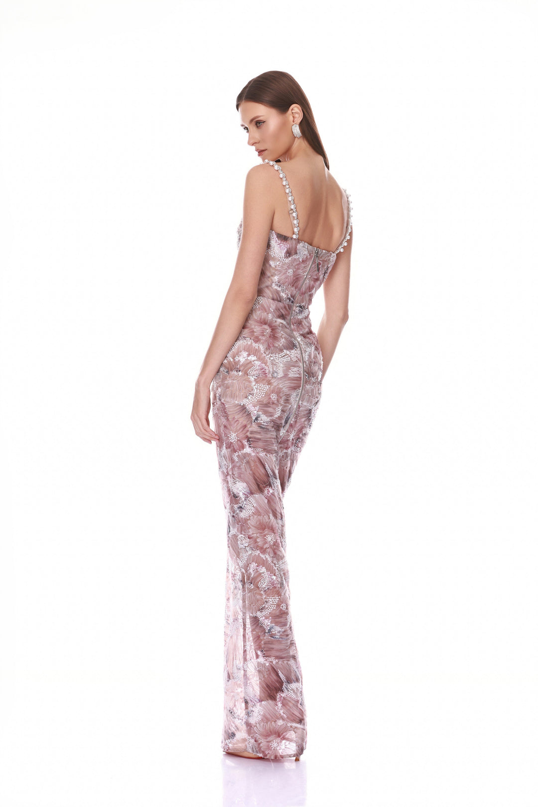 Eve Dahlia Blush Maxi Dress with Straps