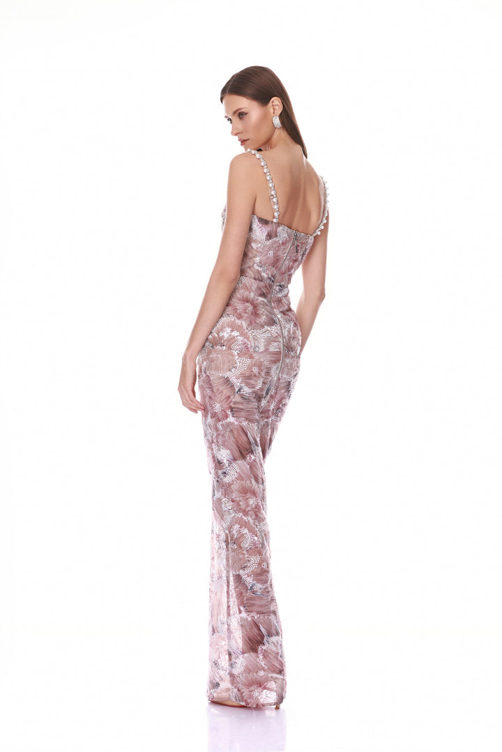 Eve Dahlia Blush Maxi Dress with Straps
