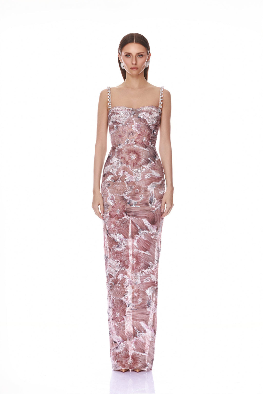 Eve Dahlia Blush Maxi Dress with Straps