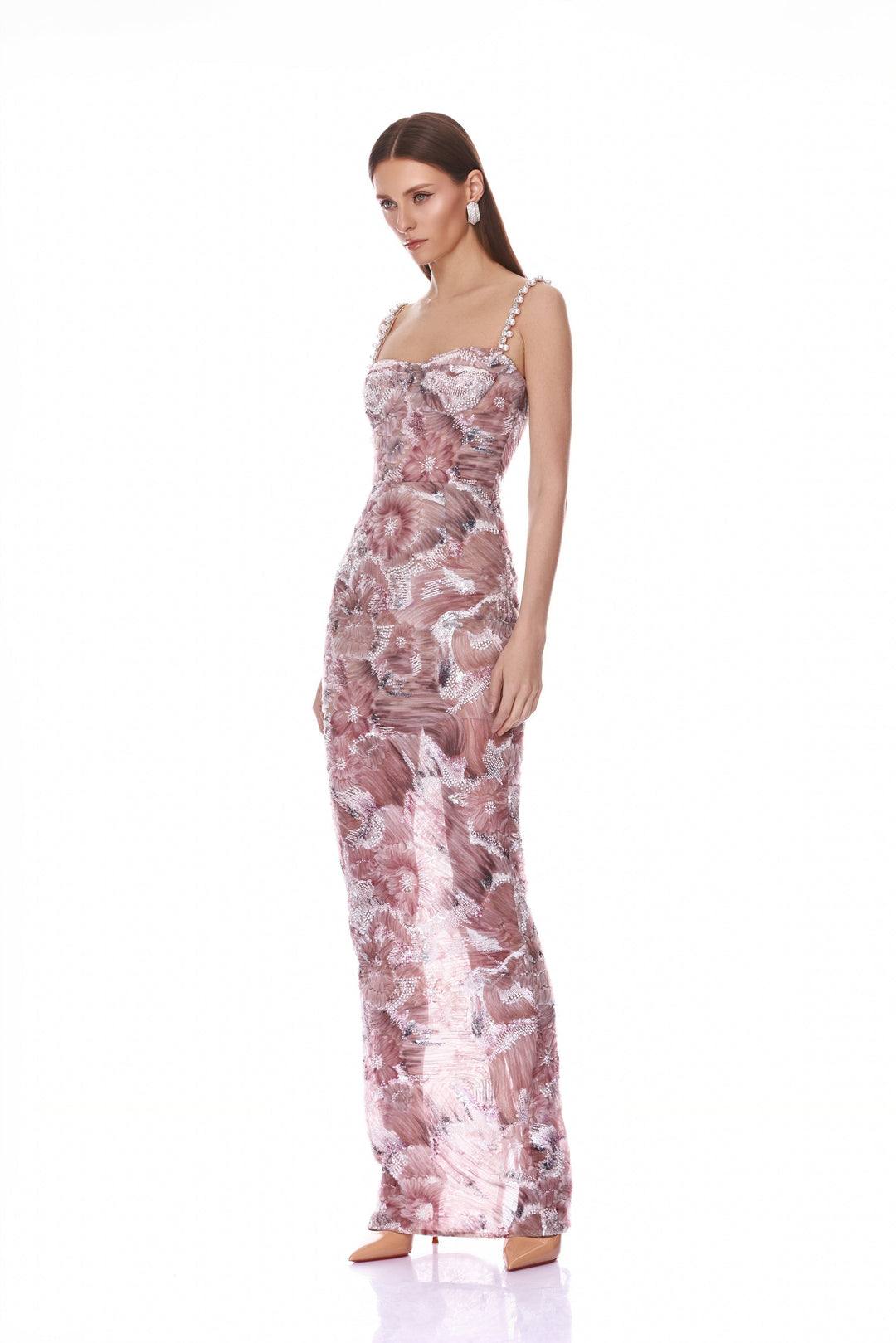 Eve Dahlia Blush Maxi Dress with Straps
