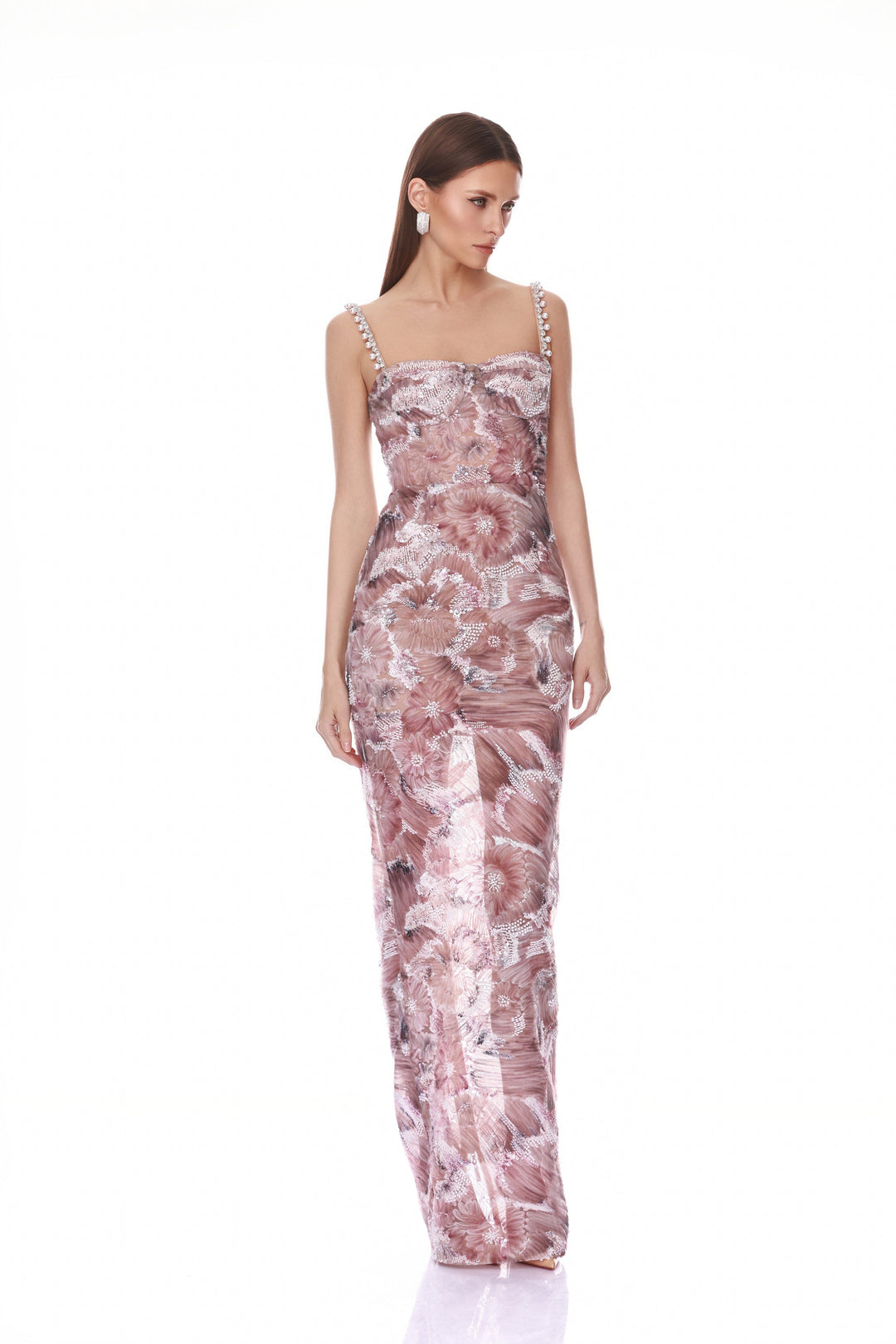 Eve Dahlia Blush Maxi Dress with Straps