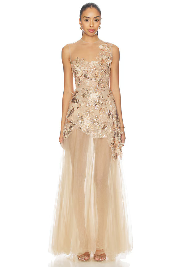 Layla Sequin Floral Maxi Dress
