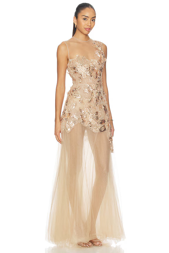Layla Sequin Floral Maxi Dress