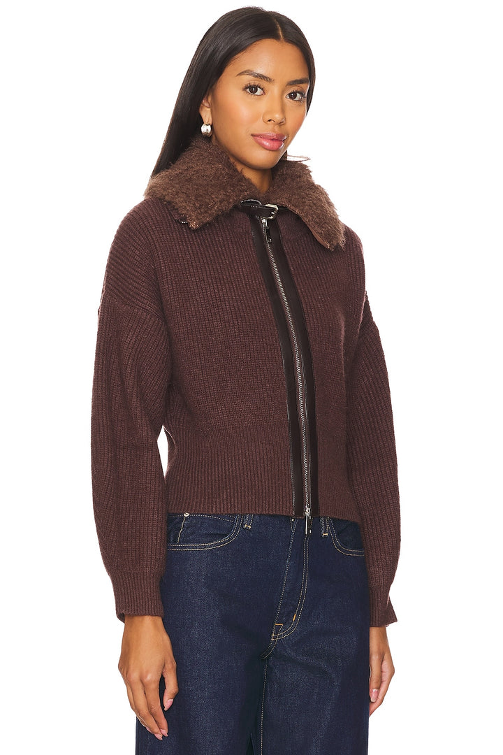 Ruby Wool Knit Cardigan  - Chocolate