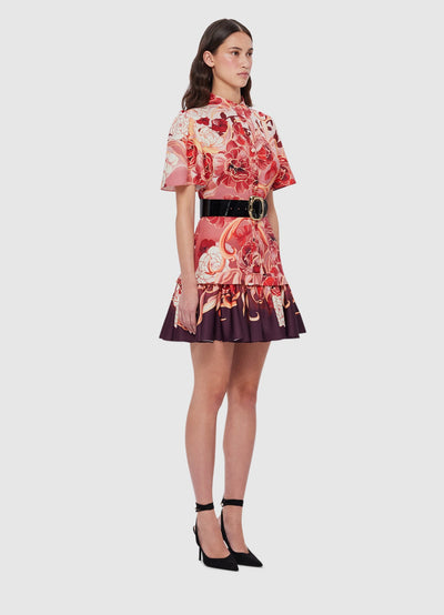 Beatrice Short Sleeve Mini Dress - Adorn Print