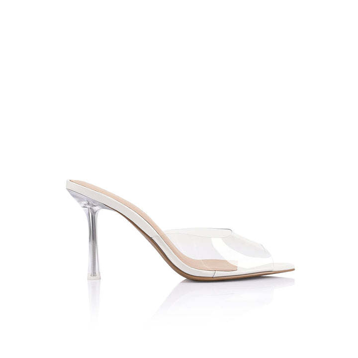 Beth Mule White High-Shine Leather & Vinylite