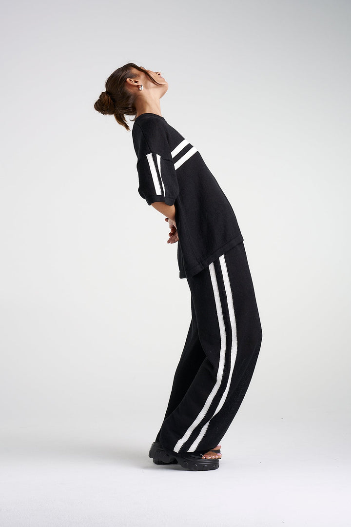 Knit Tee - Black/Cream Stripe