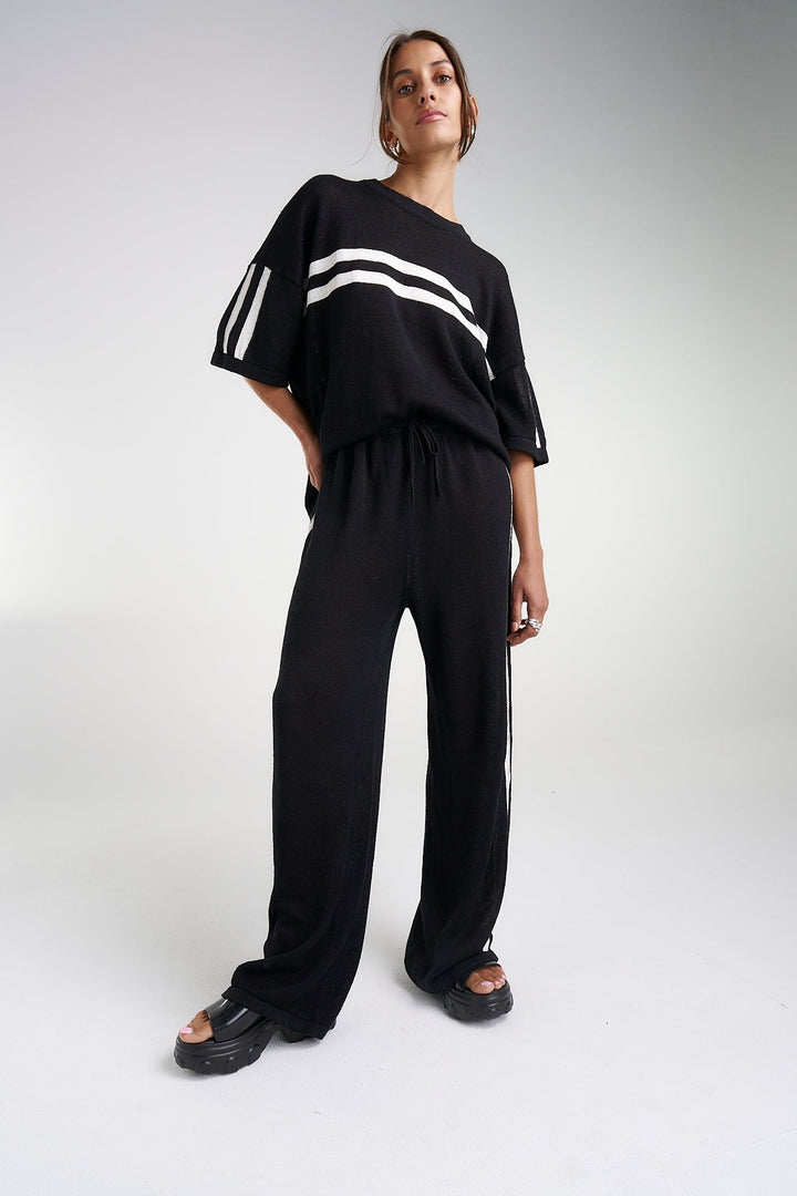 Knit Tee - Black/Cream Stripe