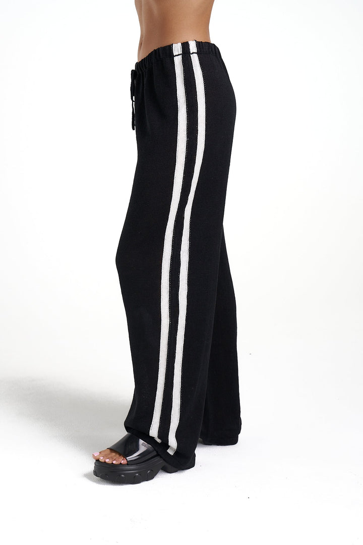 Knit Pants - Black/Cream stripe