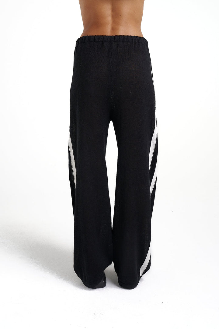 Knit Pants - Black/Cream stripe