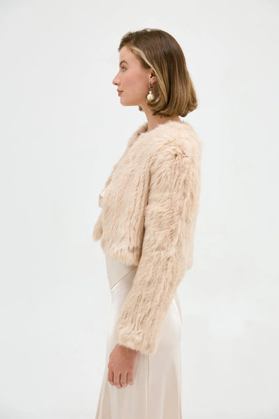 Lola Crop Jacket- Creme Brulee