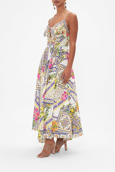Long Dress With Tie Front - Amalfi Amore