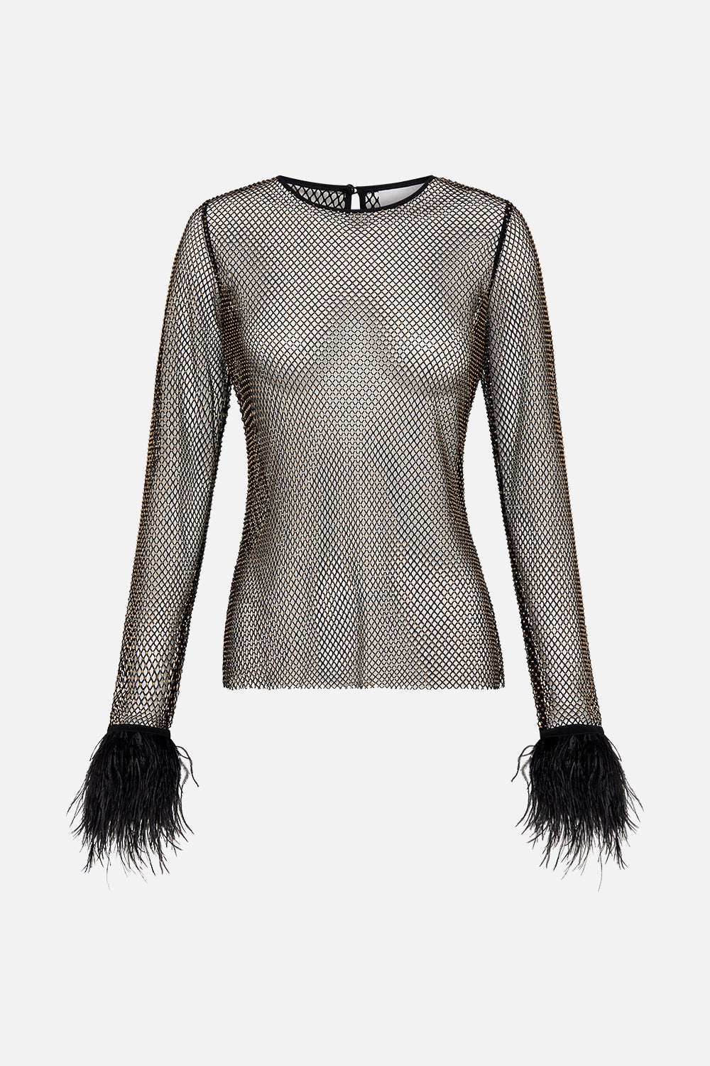 Crystal Mesh Top With Feathers - Soul Of A Star Gazer