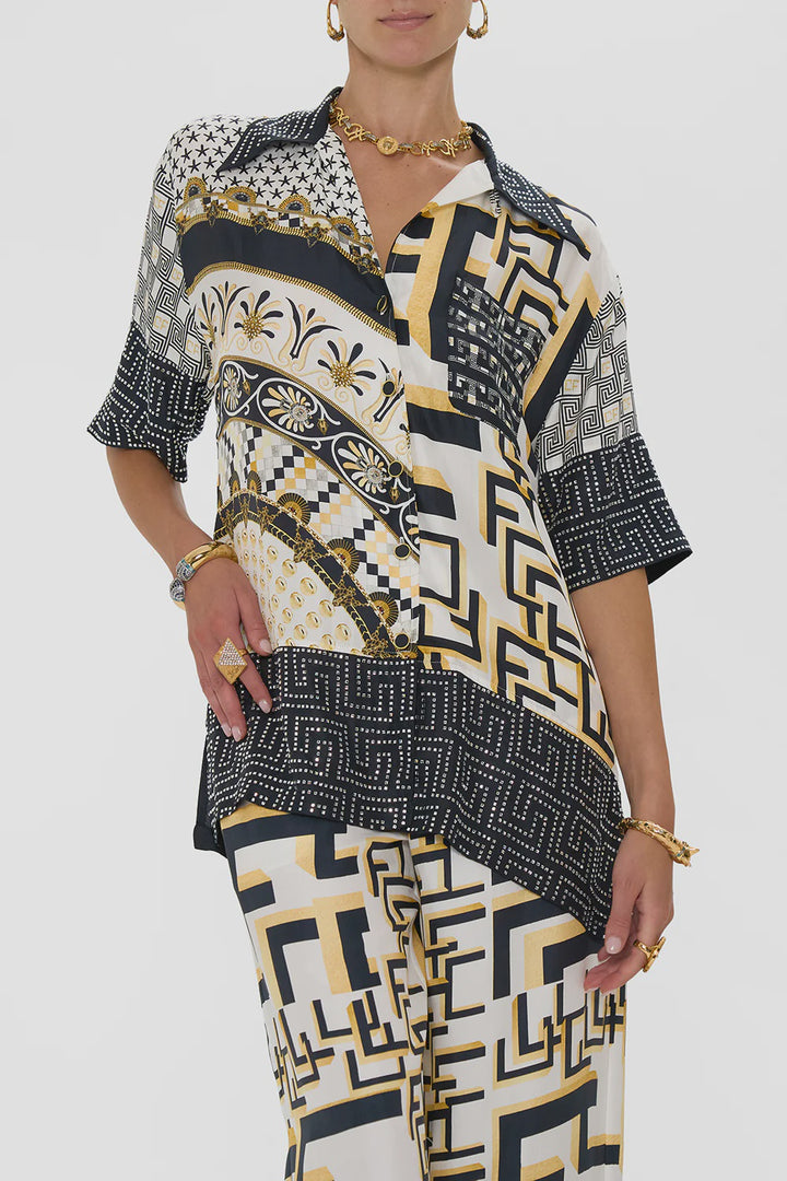 Oversized Shirt With Pocket - Temples of Dendara