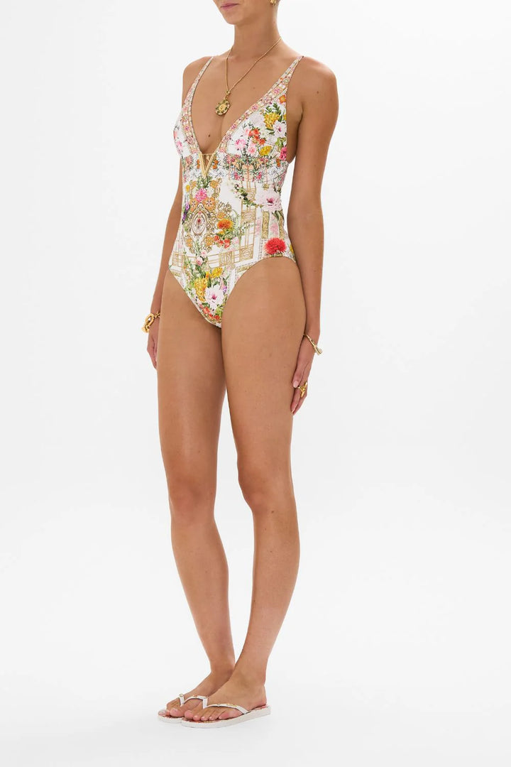 High Tri One Piece With Front Trim - Egyptian Rose