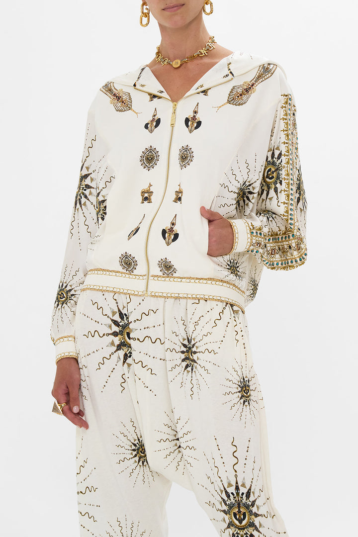 Silk Mix Jersey Zip Front Sweater - Goddess Energy