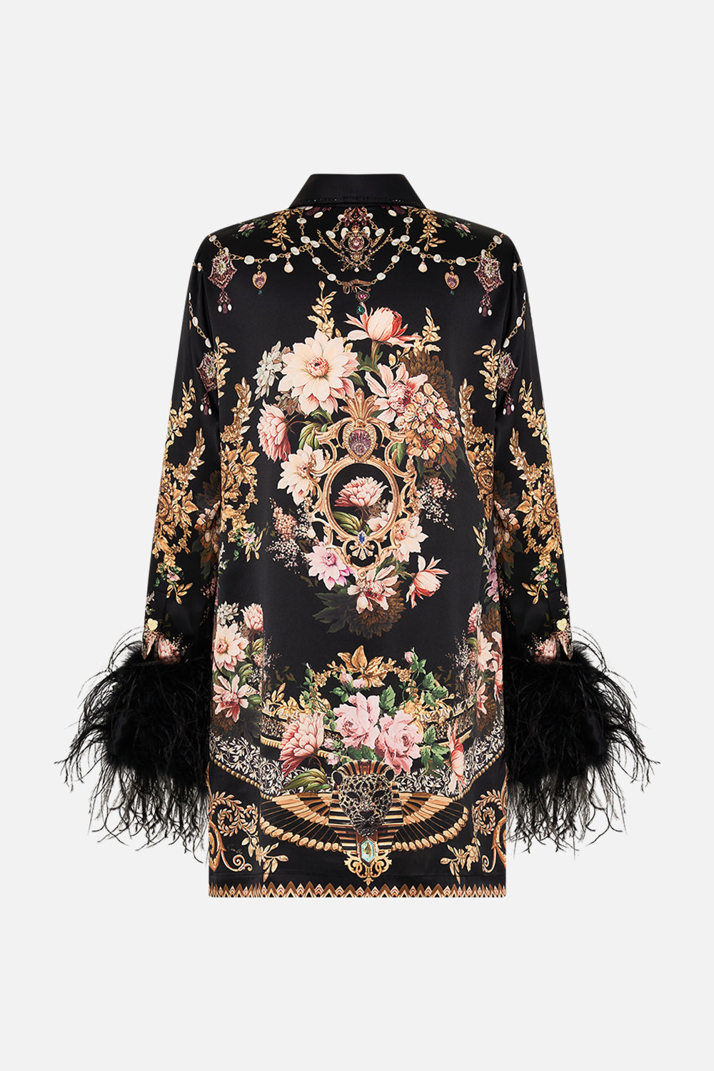 Mini Shirt Dress With Feathers - Dynasty Daze