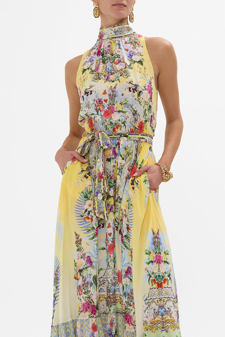 Necktie Dress With Elasticated Waist - Flor fantástica