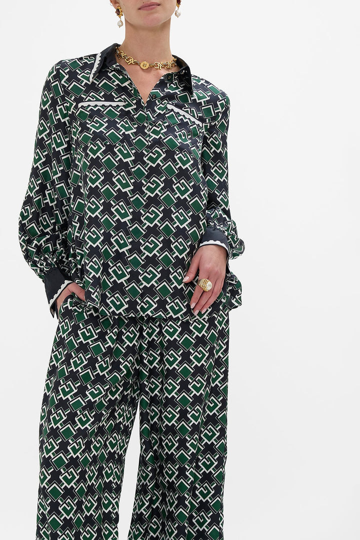 Curved Collar Blouse With Pockets - My Porto Pen Pal