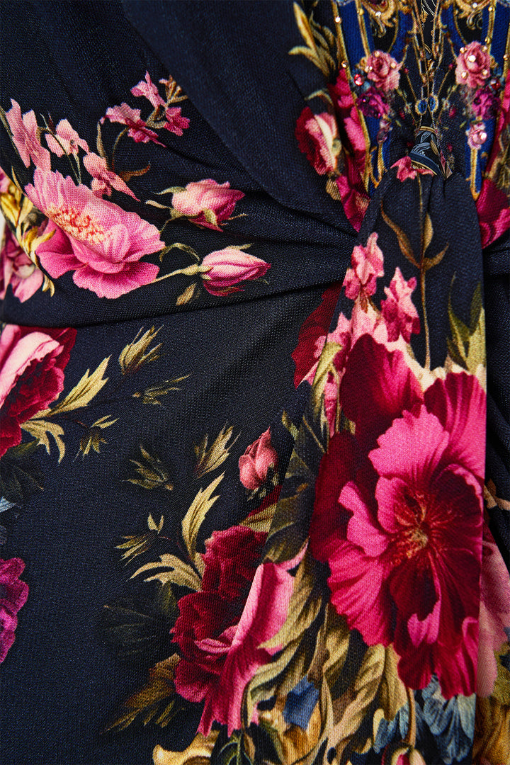 Long V Neck Twist Front Jersey dress - Ornate On  A Plate