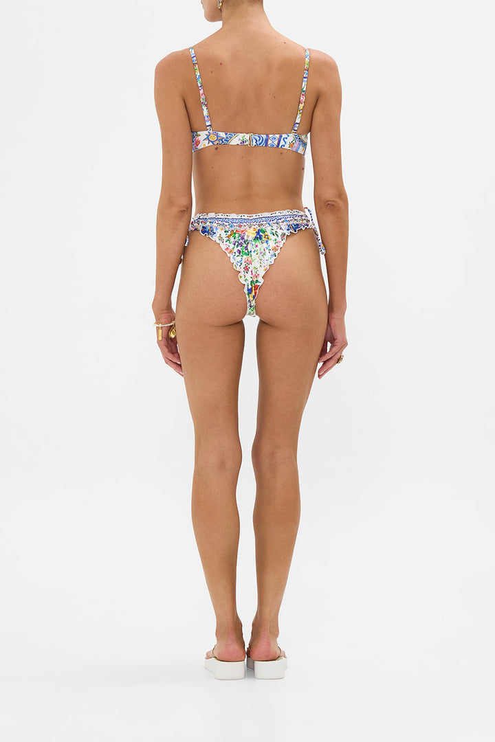Ruched Cup Underwire Bikini Top W Tie Front - Tiles Darls