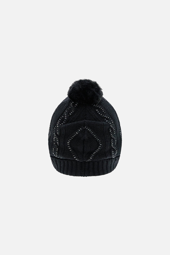 Embellished Beanie - Solid Black