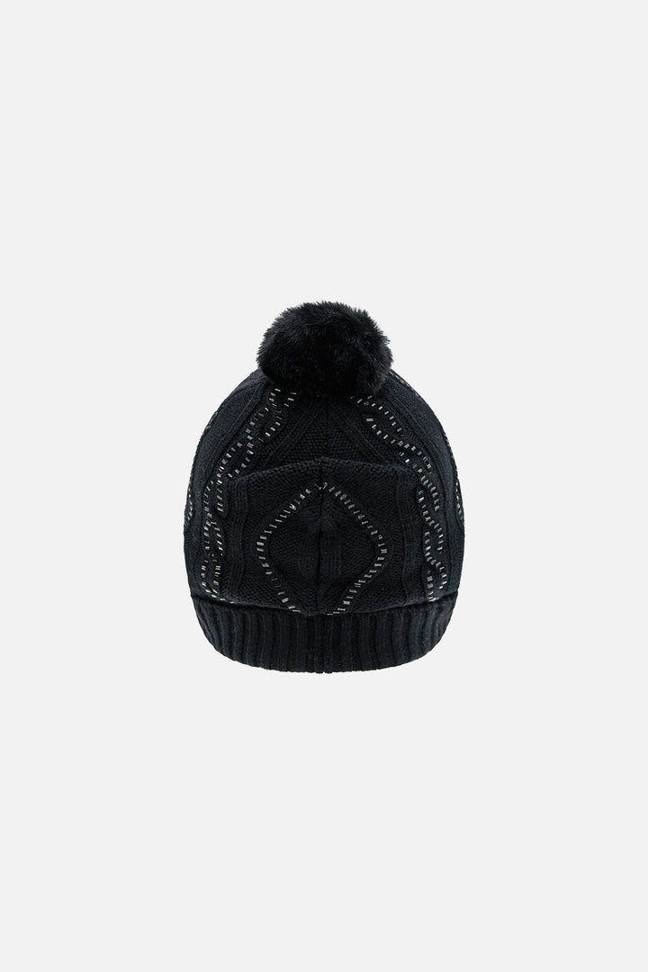 Embellished Beanie - Solid Black