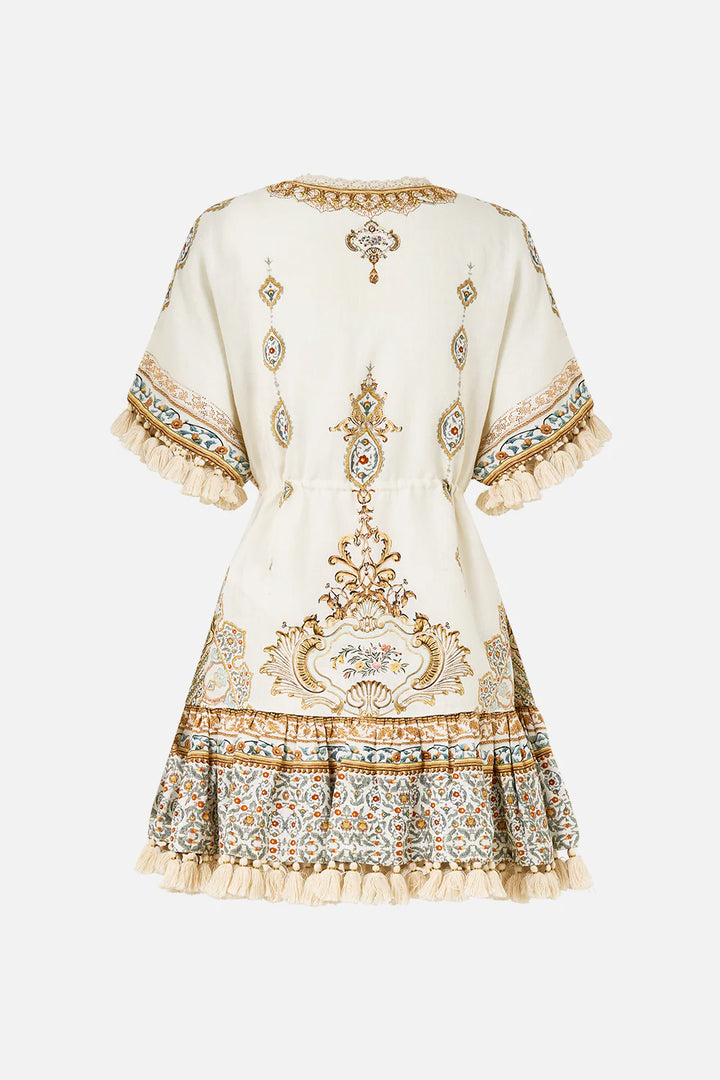 Short V Neck Embroidered Dress - Ottoman Dynasty