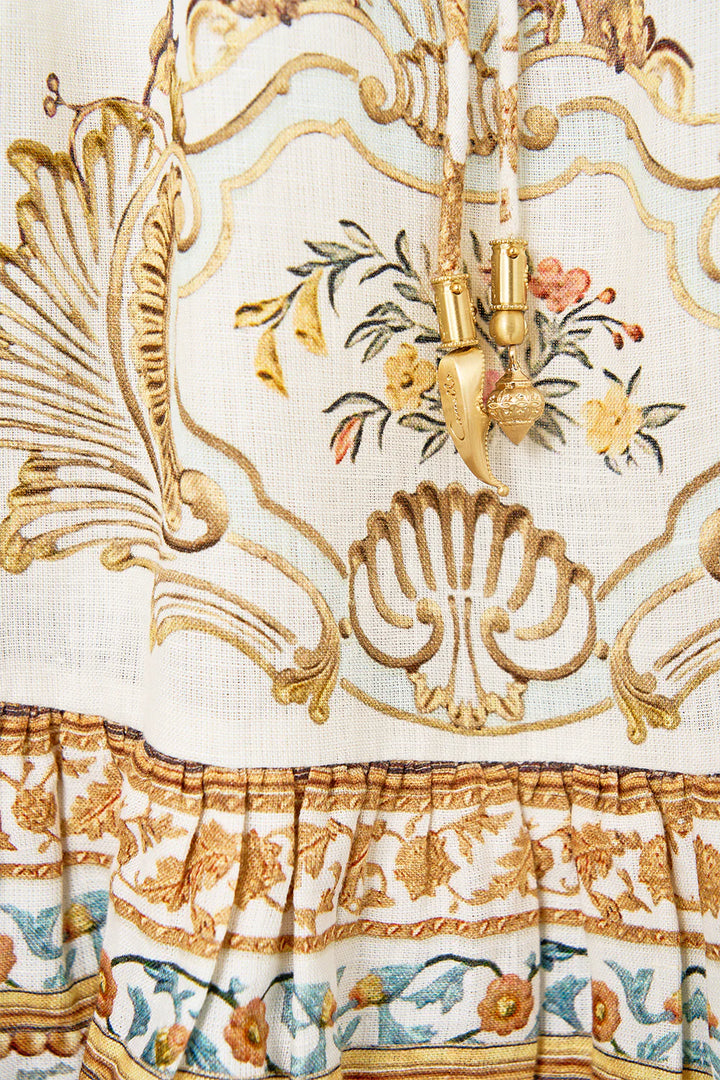 Short V Neck Embroidered Dress - Ottoman Dynasty