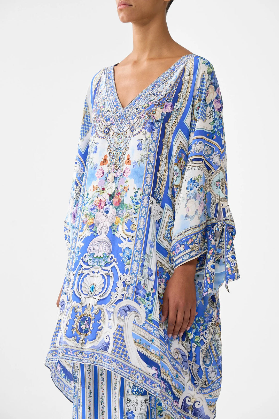 Tie Sleeve Short V Neck Kaftan - Ottoman opulence