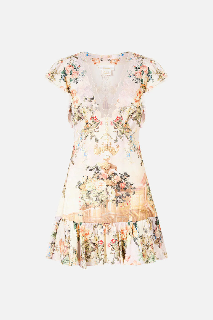 Ruffle Sleeve Short Dress - Twilight In Istanbul