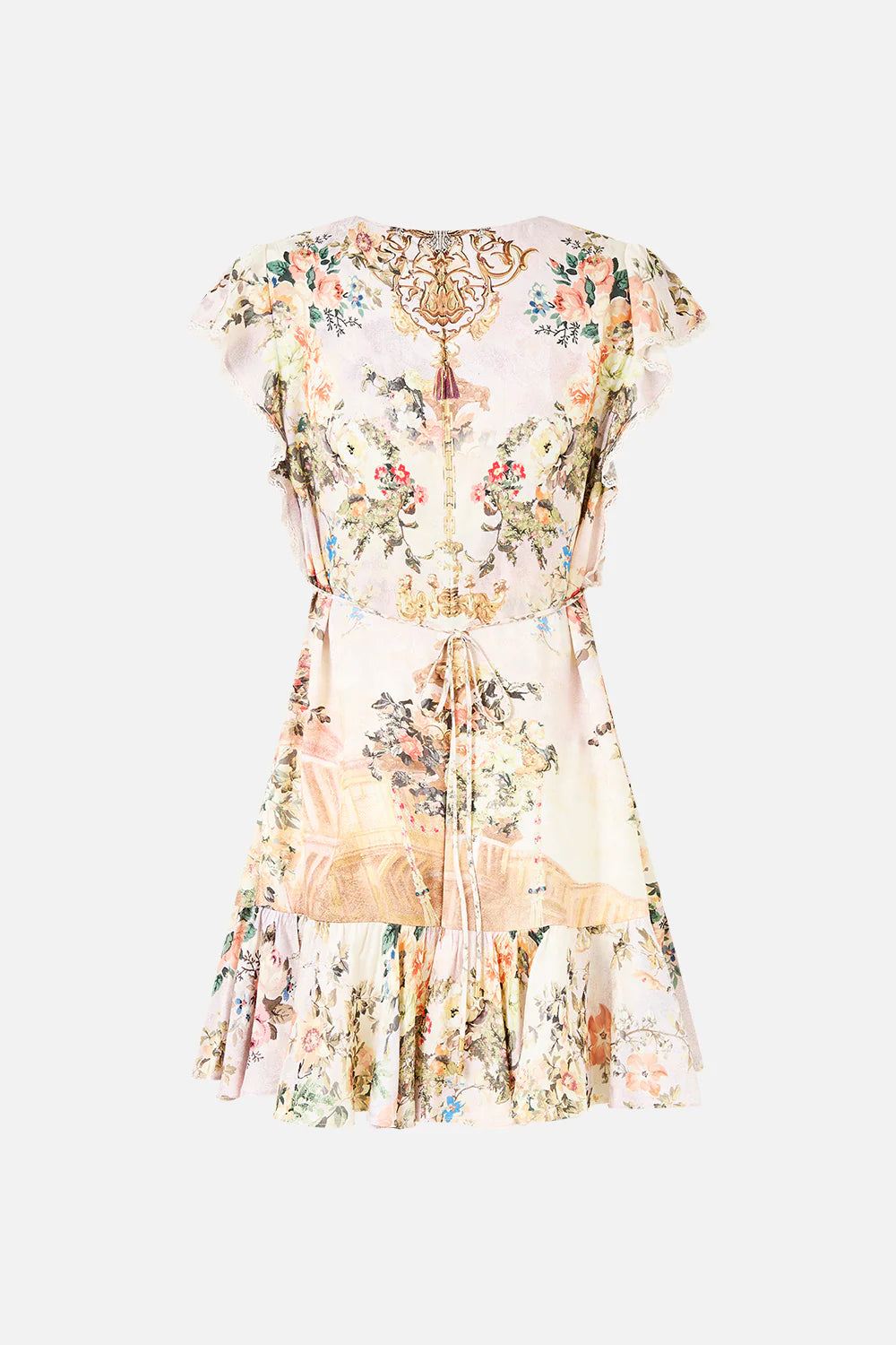 Ruffle Sleeve Short Dress - Twilight In Istanbul
