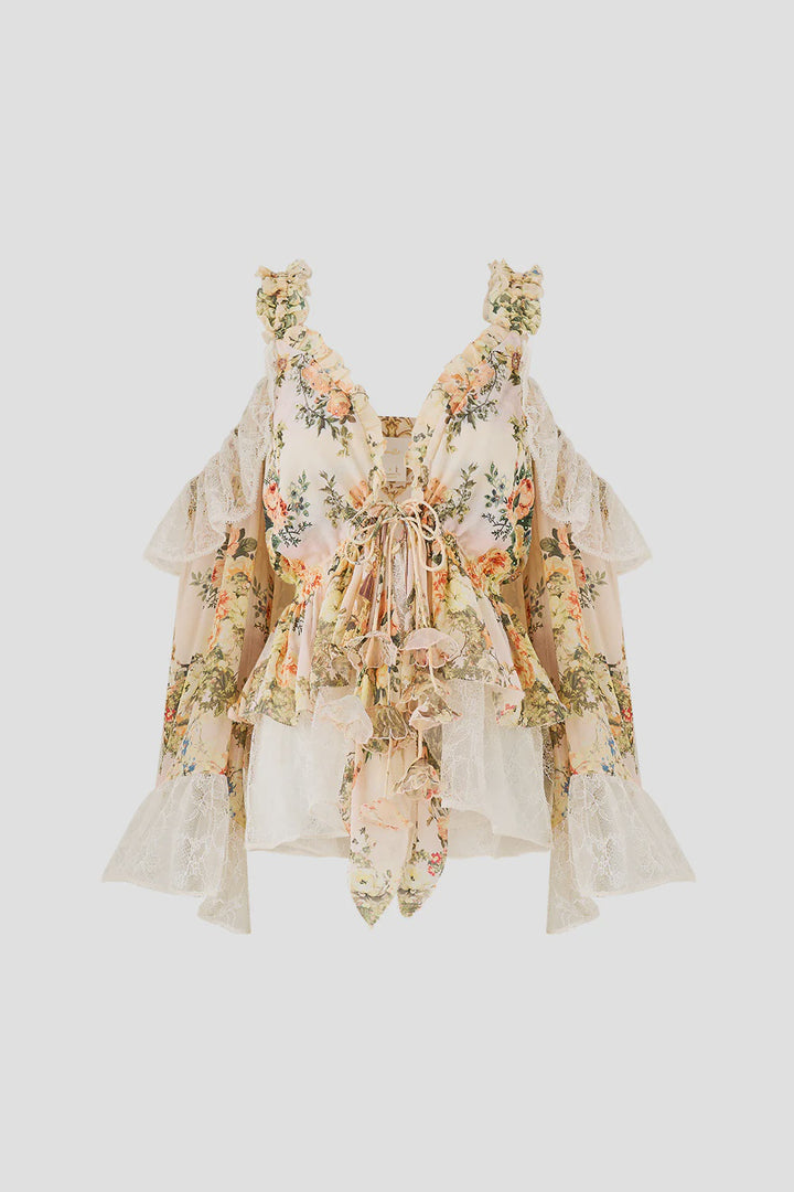 Cold Shoulder Ruffle Top - Twilight in Istanbul