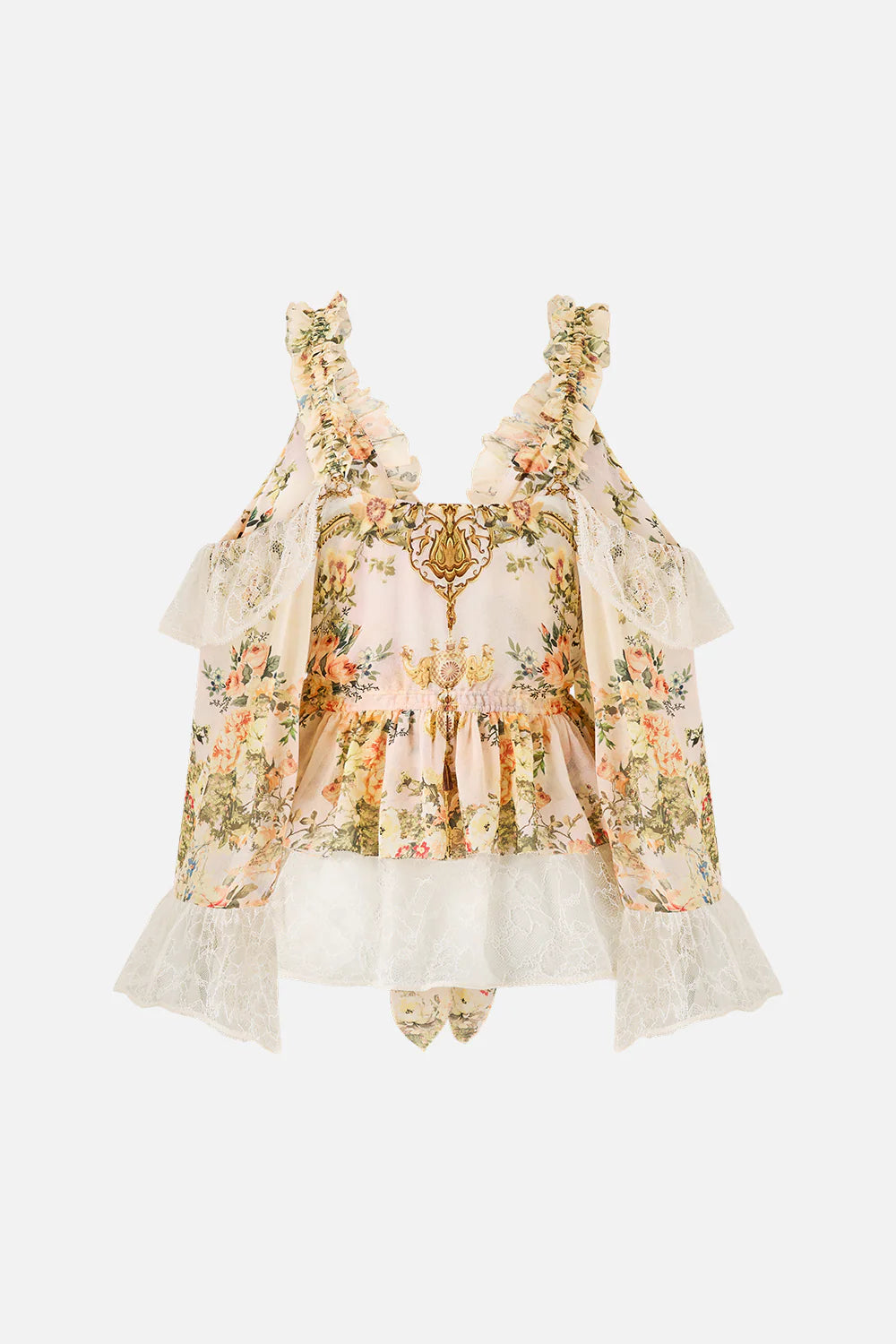 Cold Shoulder Ruffle Top - Twilight in Istanbul
