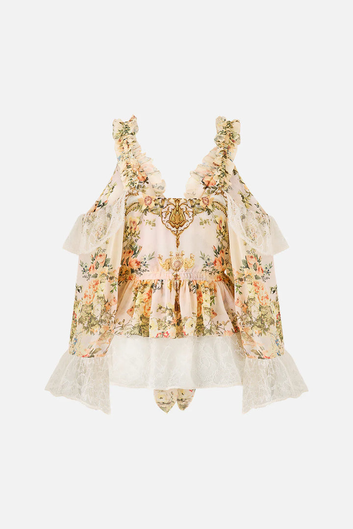 Cold Shoulder Ruffle Top - Twilight in Istanbul