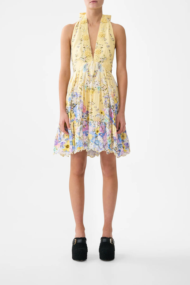 Ruffle Hem  Halter Short Dress - Darling Buds Darlbuds