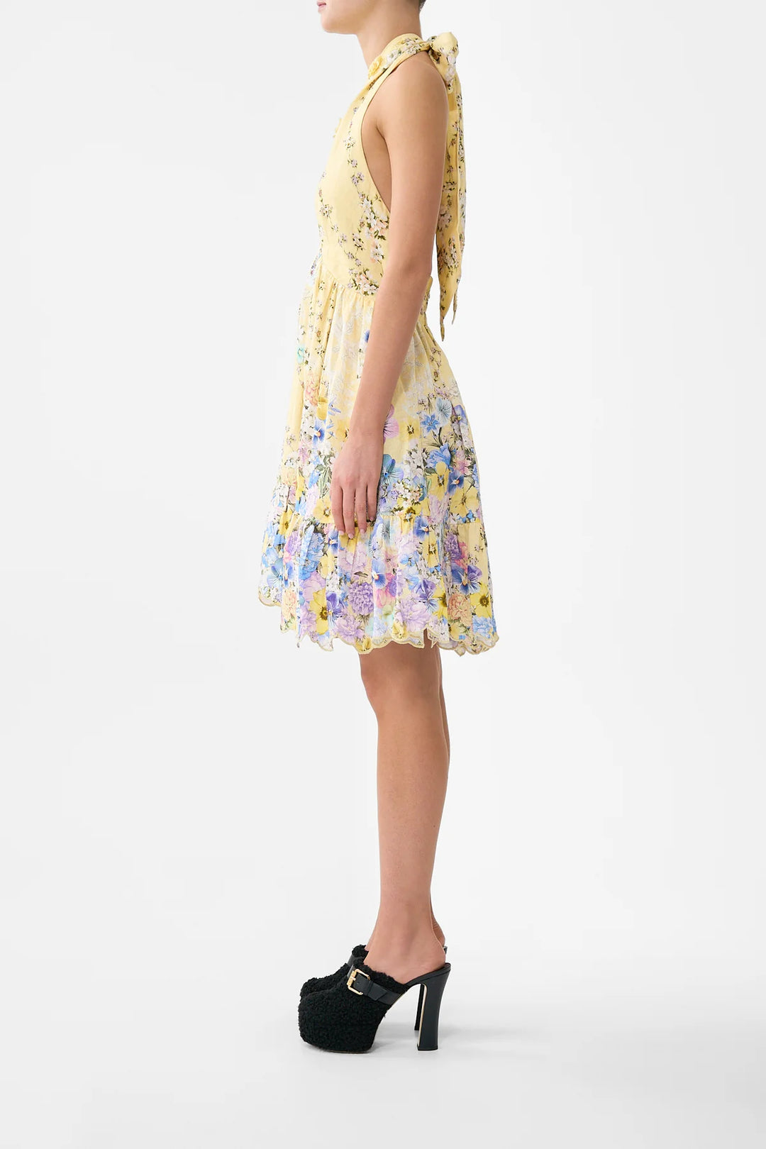 Ruffle Hem  Halter Short Dress - Darling Buds Darlbuds