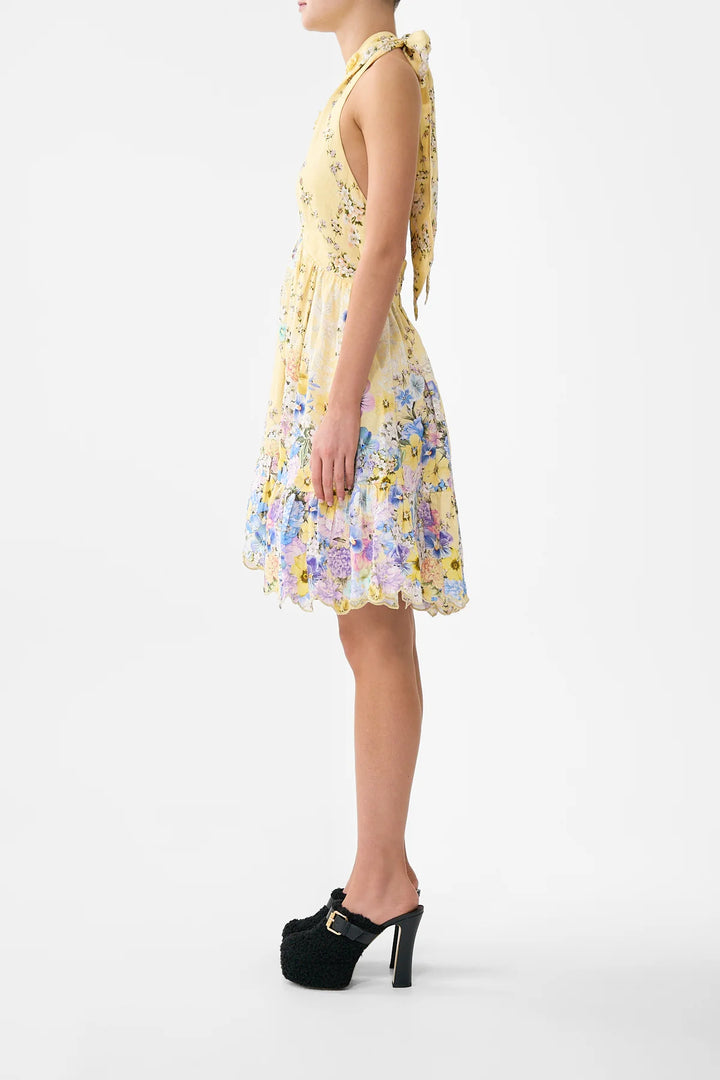 Ruffle Hem  Halter Short Dress - Darling Buds Darlbuds